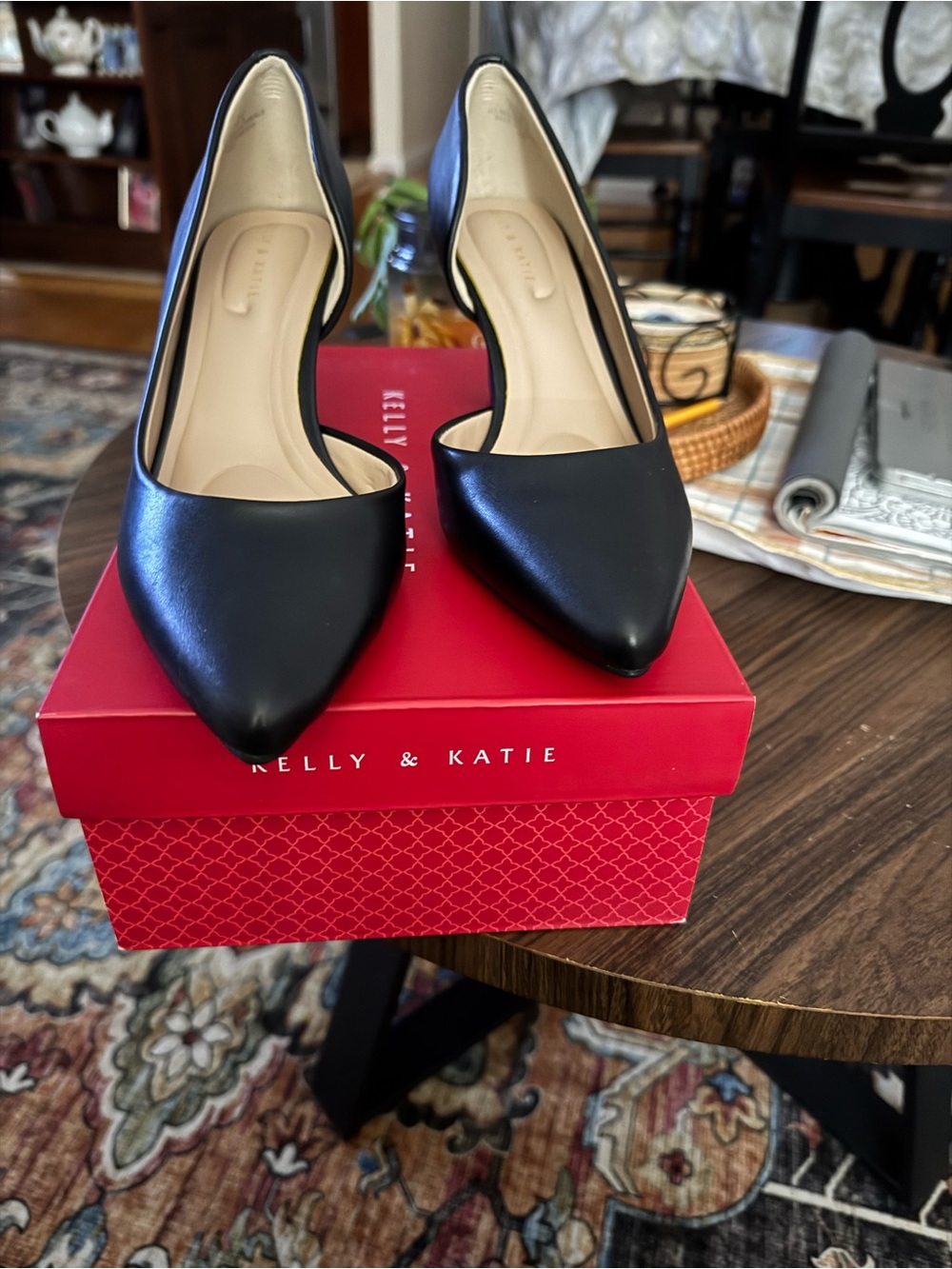 Kelly & Katie Black Pointed-Toe D'Orsay Pumps